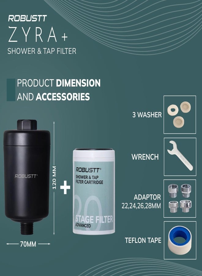 روبوست فلتر ومنعم مياه قوي من 20 مرحلة للدش/الحنفية للاستخدام المنزلي (أسود) | يقلل من تساقط الشعر وجفاف البشرة وتراكم الترسبات الكلسية | فلتر للمياه العسرة للحنفية والدش والدش اليدوي | مناسب لمياه الآبار/الصهاريج - Image 3